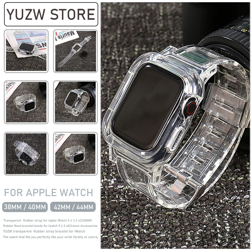 

Newest Transparent Sport Strap for Apple Watch Band Series 1 2 3 4 5 silicone Transparent for Iwatch 5 4 Strap 38/40/42/44mm