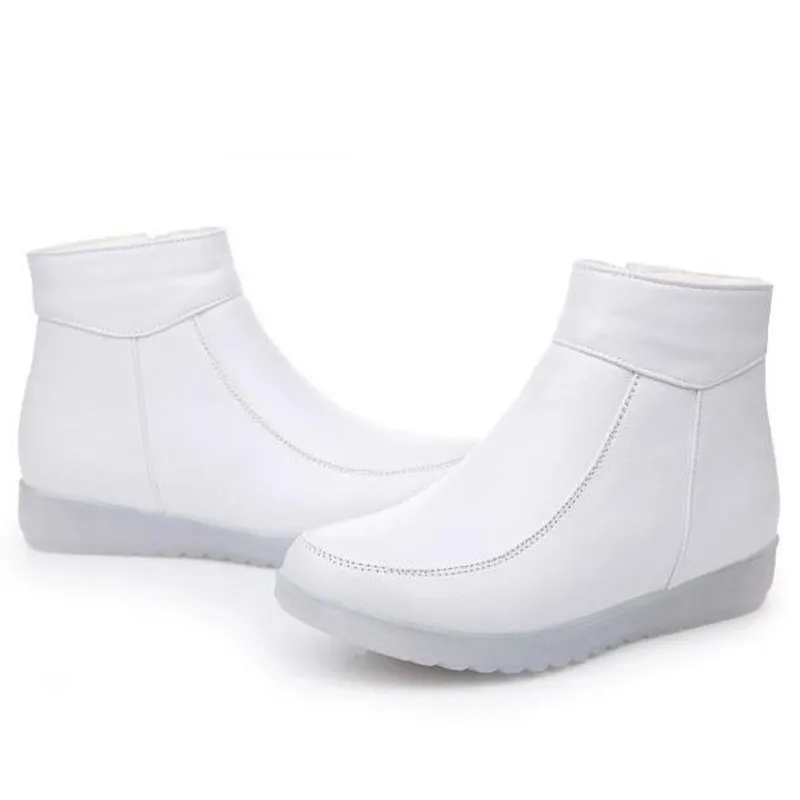 ZXRYXGS белые ботинки из воловьей кожи; женские зимние ботинки; теплые ботинки с мягкой нескользящей подошвой; ботинки из натуральной кожи; зимние ботинки