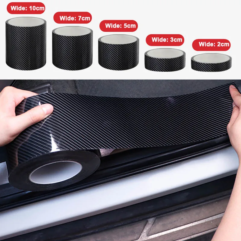 

5D Carbon Black DIY Car Sticker 3/5/10M Nano Glue Auto Film Door Edge Protective Car Trunk Door Sill Full Body Sticker Accessory