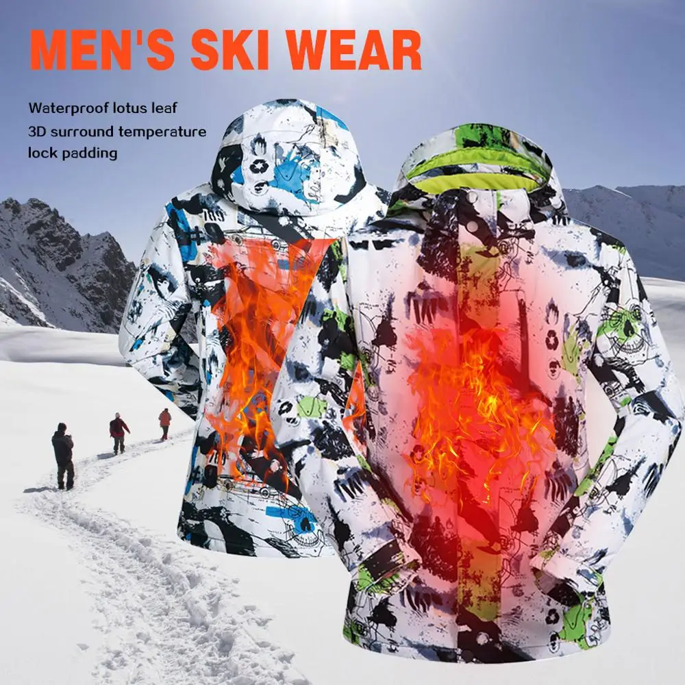 

2019 Winter Ski Suit Men's Jacket Coat Cold And Windproof Moisture-Proof Warm Snowboard Sportwear Detachable windproof Cap Coat
