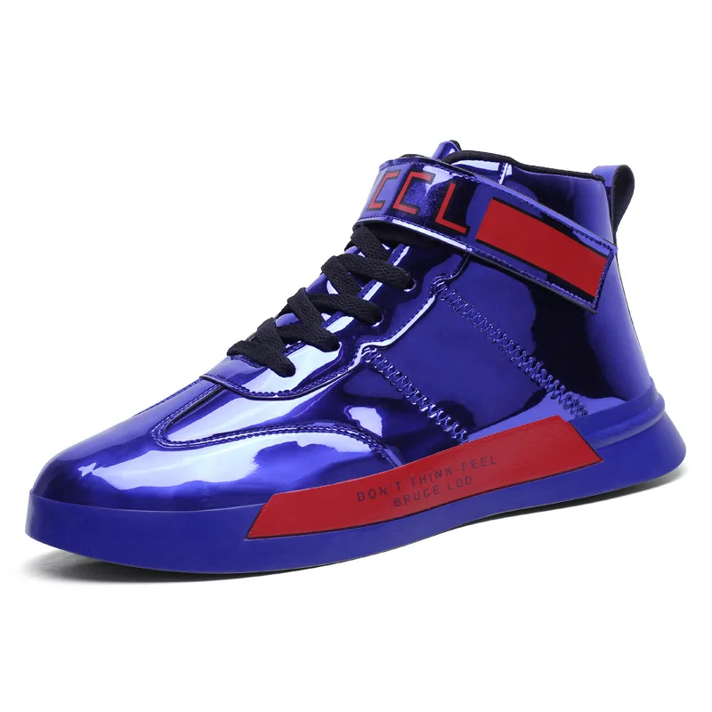 

white shoes Bright leather shoes Black Printed High top Sneakers Men Skateboard Shoes Seasons Comfortable Sport Shoes Men