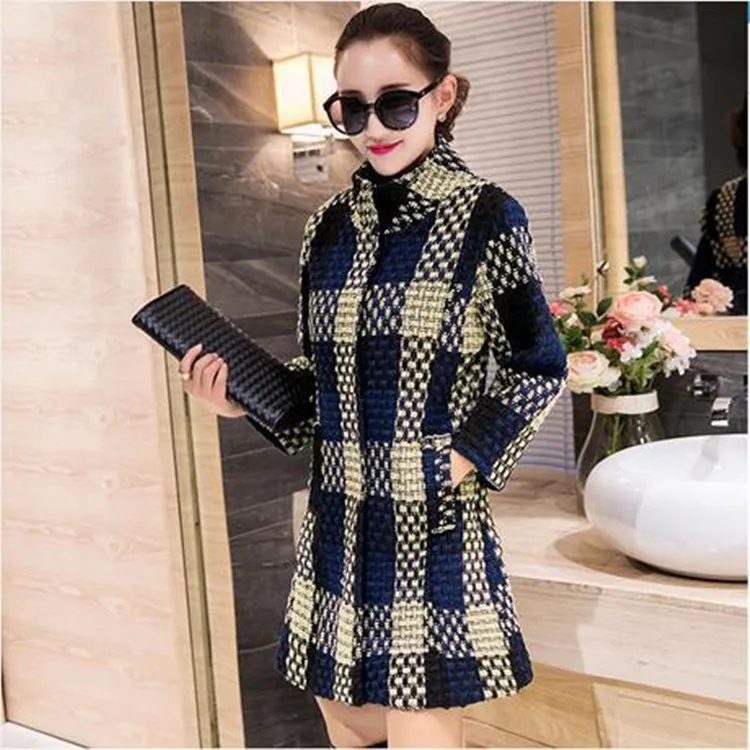 

Woolen Jacket 2015 Spring And Autumn New Style Western Style Slim Fit Mid-length Three-quarter-length Sleeve Tweed Sub Overcoat