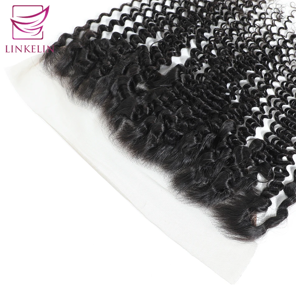 LINKELIN HAIR  Malaysian Kinky Curly Lace Frontal Closure 13*4 Swiss Lace Extension Remy Human Hair Nature Color Free Shipping