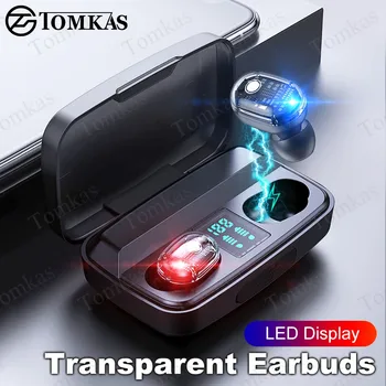 

Transparent Wireless Headphone Earphones Bluetooth TWS LED Touch Control With Mic Sport Headset CVC Noise Cancel Wireless Earbud