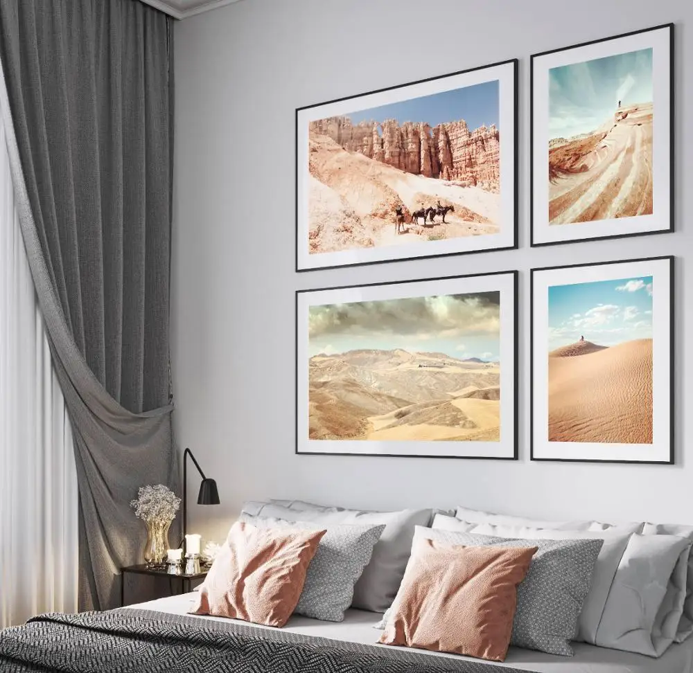 

Vintage Poster Desert Camel Mountain Landscape Canvas Painting Art Print Nordic Wall Picture For Modern Living Room Home Decor