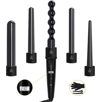 

Explosion style LCD liquid crystal display 5 in 1 tube changer curling rod multifunctional head curler combination hair curler