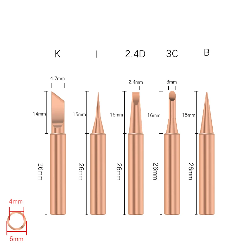 hot air station 5Pcs I+B+K+2.4D+3C soldering iron pure copper 900M soldering iron head set inside hot bare copper electric soldering iron tip lincoln electric ac 225 arc welder Welding Equipment