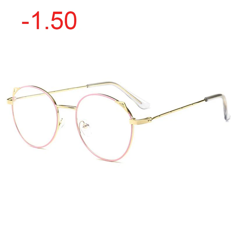 pink -1.50 Женские очки "кошачий глаз" для близорукости, для женщин, металлическая оправа, оптические модные очки по рецепту, компьютерные очки - Цвет оправы: pink -1.50