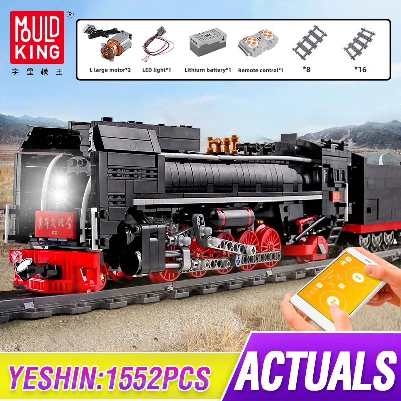 Mold King 12003 Forward Steam Locomotiva 1552 Pezzi World Railway Series Construction Technical Building Block Toys