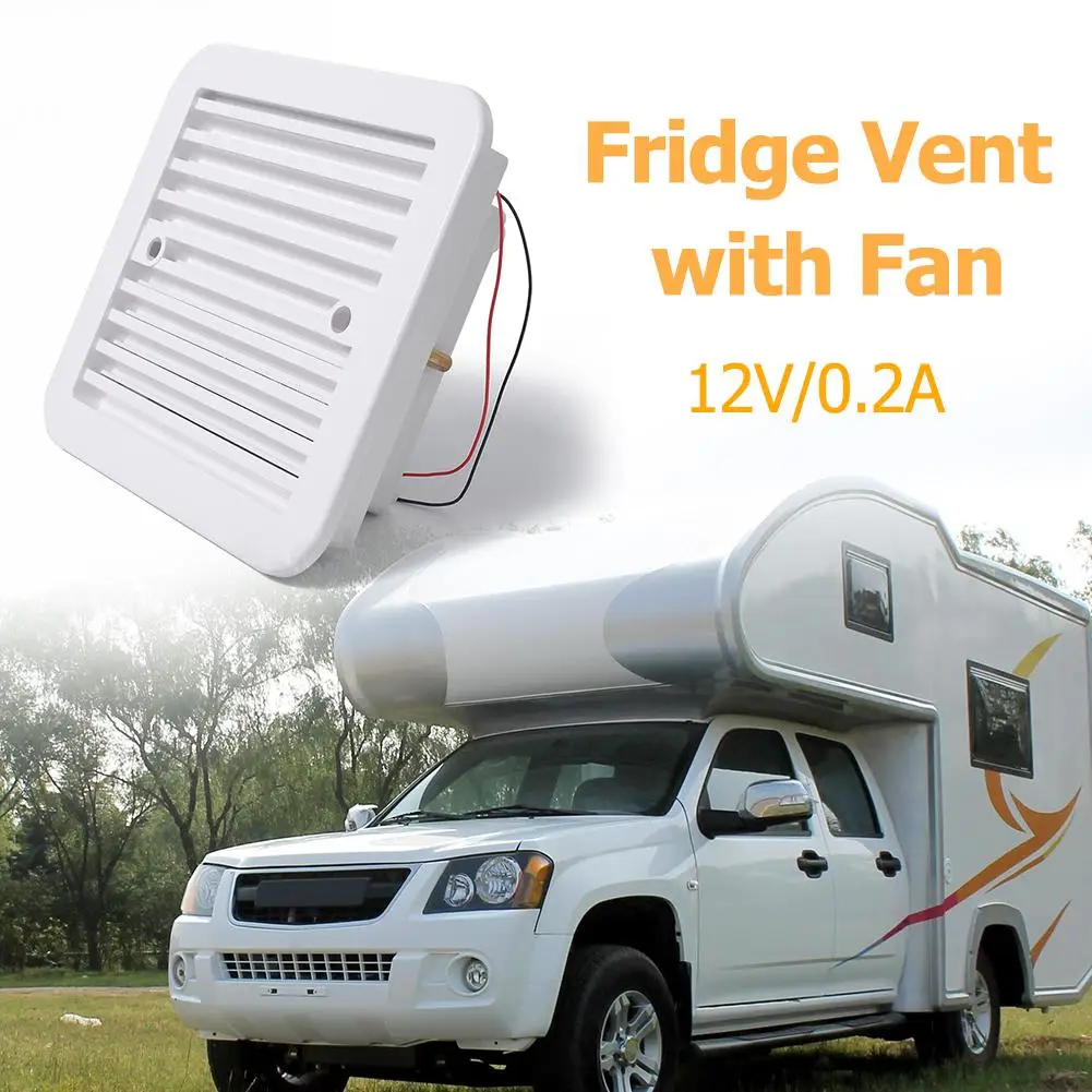 12V Fridge Vent With Fan For RV Trailer Caravan Side Air Outlet Ventilation Exhaust Fan White