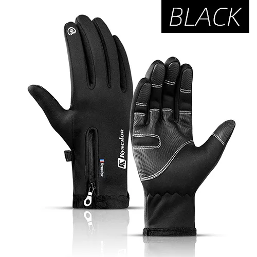 Black bike gloves Victgoal перчатки для велоспорта с сенсорным экраном водонепроницаемые велосипедные перчатки с полным пальцем зимние теплые ветрозащитные теплые MTB велосипедная плюшевая перчатка - Цвет: Black bike gloves