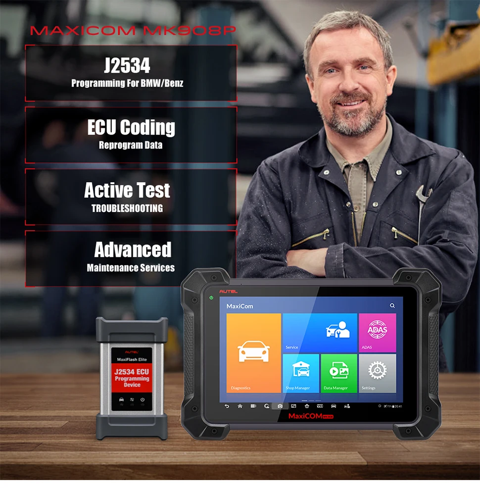 Autel MaxiCom MK908P OBDII ЭКЮ тестер программирования OBD2 автоматический диагностический сканер инструмент J2534 программист PK Maxisys Elite MS908 Pro