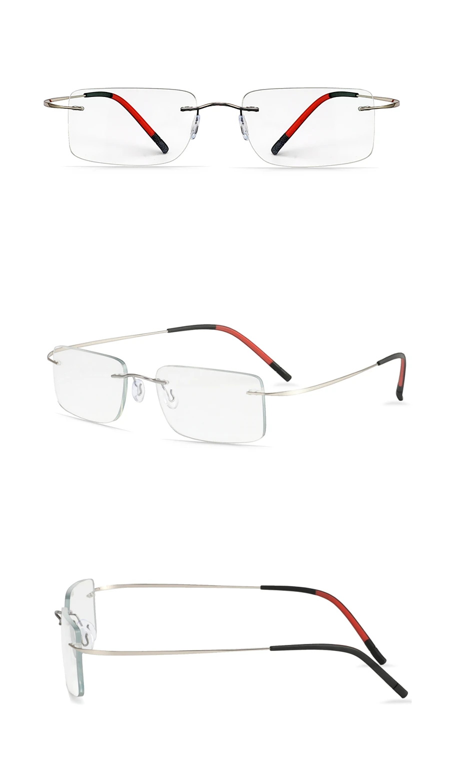 Pure Titanium Eyeglasses Frames Rimless Ultralight High Elasticity Optical Glasses Frame No Screw Design Rimless Spectacles