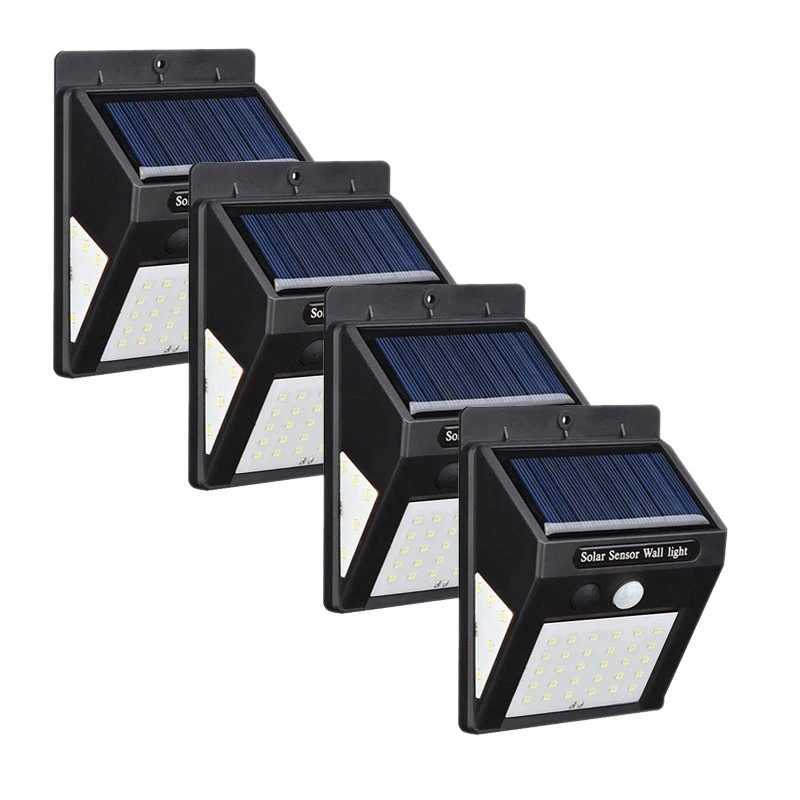 4 Pcs 40 Led Solar Wall Light Pir Motion Sensor Waterproof Bulb Garden Lamp for Outdoor Garden Yard Porch Deck