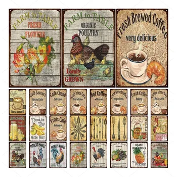 

Vintage Frame Metal Tin Signs Coffee Poster Plate Bar Cafe Pub Club Retro Wall Plaque Home Frame Wall Decoration Iron Painting
