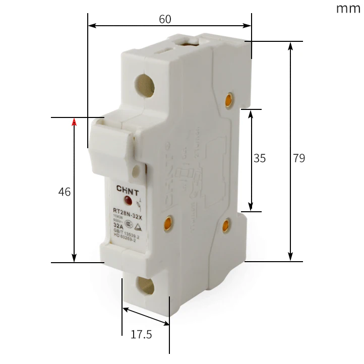 Socle porte-fusible cylindriques 2P 32A - pour RT28-32_Chint 