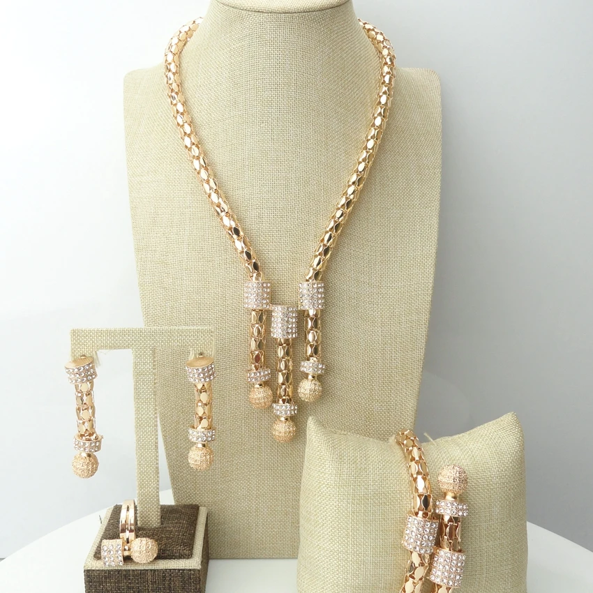 

Yuminglai Gold Color Fashion Beads Design African Rhinestone Jewelry Sets For Nigerian Women Wholesale FHK6978
