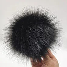 Новинка, зимние пушистые черные Меховые помпоны, 12 см, самодельные помпоны из искусственного меха для вязаных шапок, шапка, обувь и сумки, аксессуары
