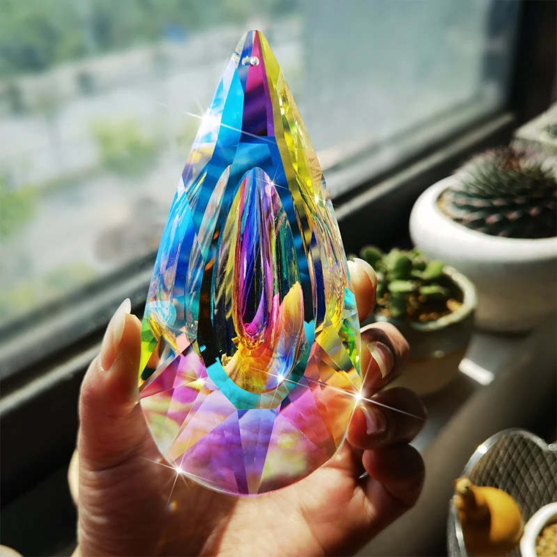 120mm AB-Color Hanging Crystals Prism Suncatcher For Windows Decoration Chandelier Parts DIY Home Wedding Decor
