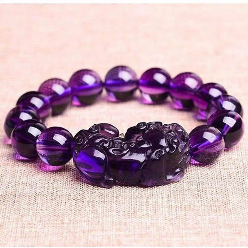 Bracelet Jewelry Feng Shui Wealth Bracelet Amethyst PIXIU Bracelet Crystal Beads Attract Lucky Gift for Man Woman Couple Friend Gifts