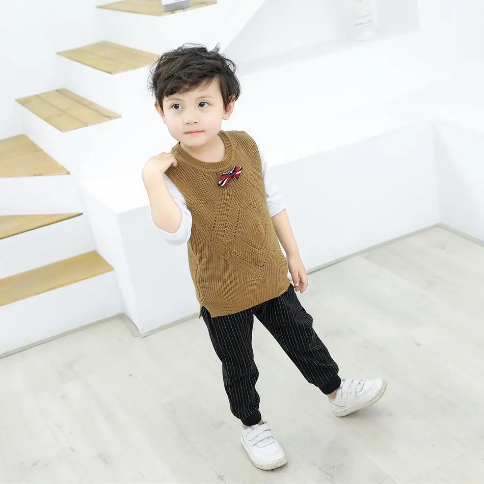 

BOY'S Suit Spring Children 1-4-Year-Old 2019-Korean-style Male Baby Sweater Vest Three-piece Set