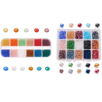 

Glass Bead Set DIY Handmade Beaded Material Irregular Beads 1200 Pieces with Double Cone Crystal Glass Beads Used