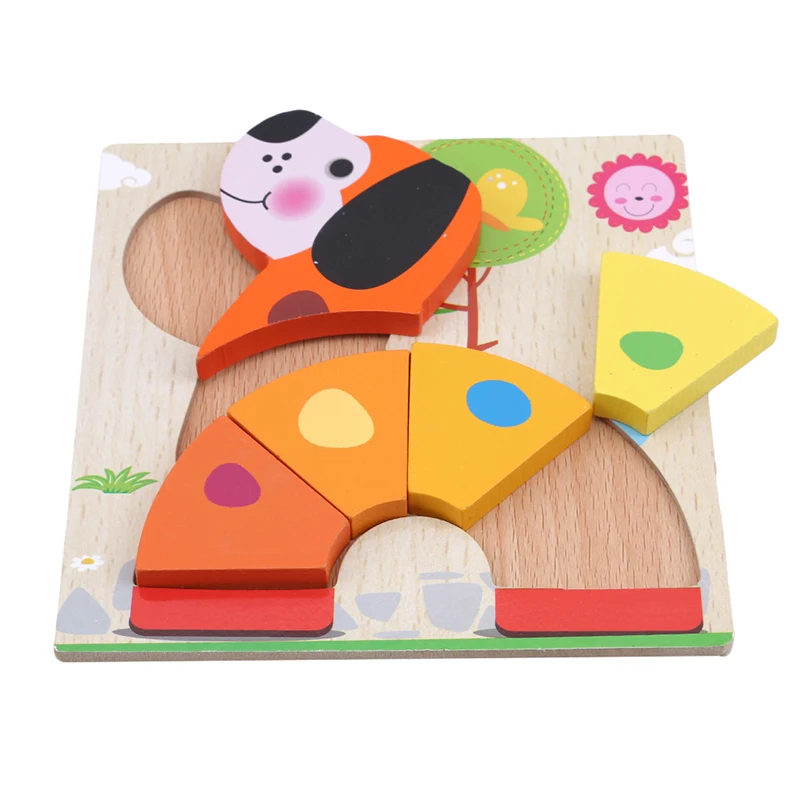 Деревянный пазл, игрушки, деревянные 3D головоломки для детей, детские Мультяшные головоломки с животными, обучающая игрушка