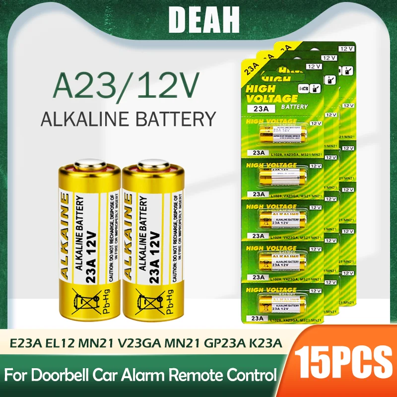 15PCS12VAlkalineBatteryA2323A23GAA23SE23AEL12MN21MS21V23GA