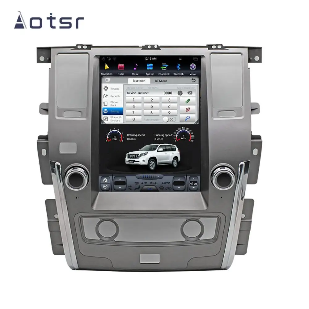 Discount Aotsr Tesla 12.1“  Vertical screen Android 8.1 Car DVD player GPS Navigation For NISSAN Patrol 2010-2018 low version carplay 5