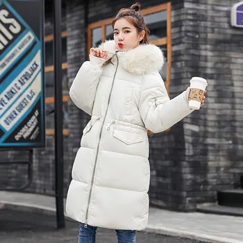 

2018 Fashion winter jacket coat women Casual Solid Slim Thick Warm big fur hooded Long parkas Coat plus size 3XL