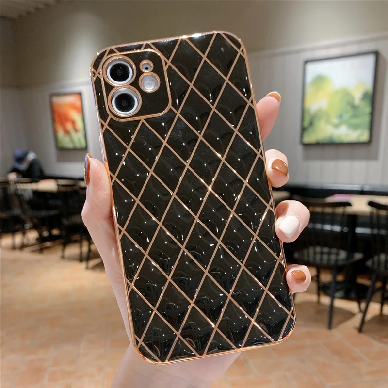 Luxury Plating Frame Geometric Phone Case For iPhone 13 Pro Max 11 12 14 Pro Max XS Max X XR 8 7 Plus Soft Silicone Bumper Gift best case for iphone 12 pro