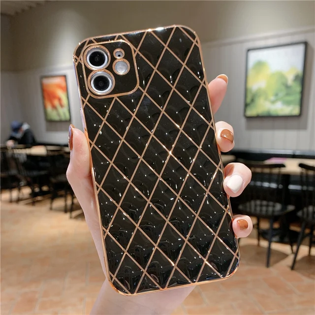 Electroplating Old Flower Luxury L V Simple Stylish Brand Geometric  Patterns Leather Phone Case for iPhone 12 11 PRO Xr X Xs Max Soft Cover -  China Electroplating Old Flower and Mobile