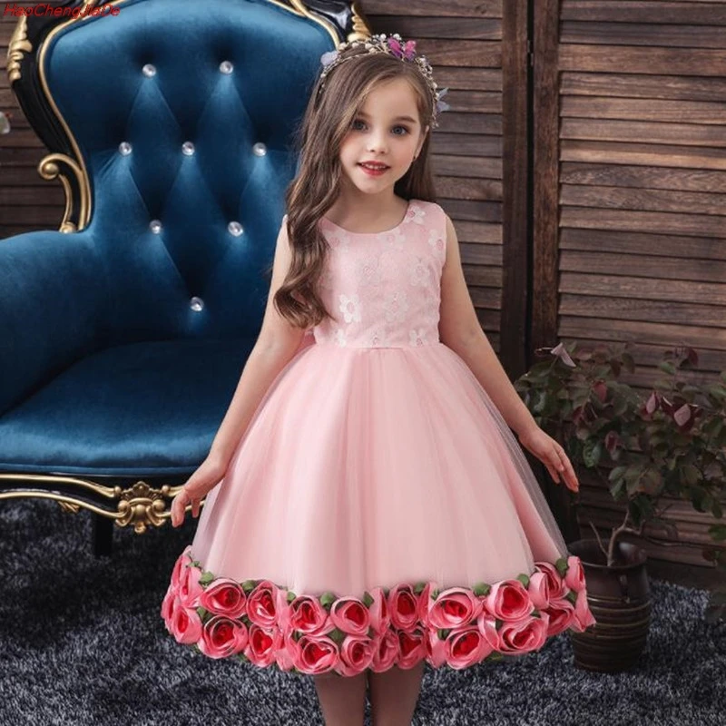 Новое кружевное платье принцессы высокого качества для девочек, элегантное праздничное платье на день рождения платье для девочек Рождественская Одежда для маленьких девочек от 1 до 5 лет