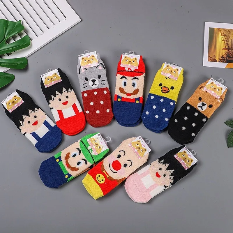 Chi Bi Maruko коралловый флис Crew Socks женские теплые Забавные милые Kawaii Art Happy Socks мультяшная уличная одежда с мотивами из аниме Модные Повседневные Удобные