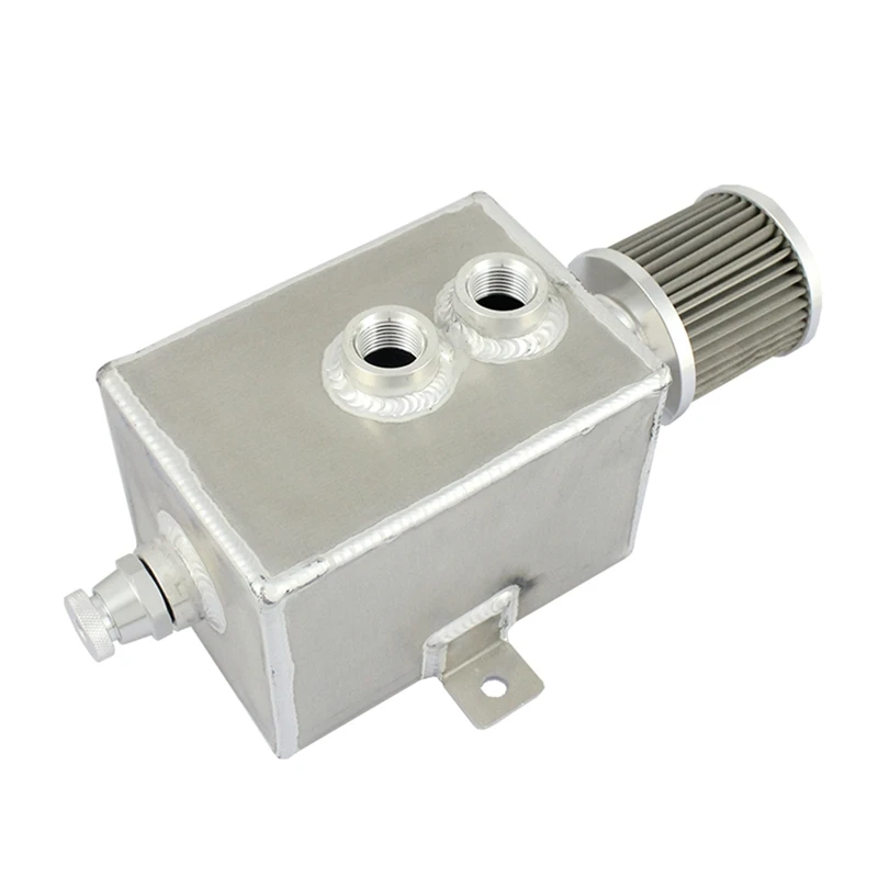 

New Aluminum Engine Oil Catch Can Tank + Breather & Drain Tap Baffled