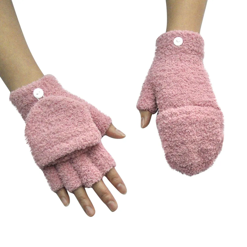 SAGACE зимние перчатки женские мужские теплые коралловые флисовые перчатки модные перчатки без пальцев перчатки для сенсорного экрана мягкие спортивные милые перчатки