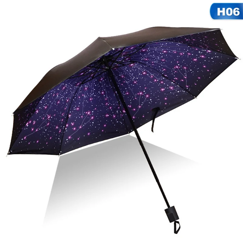 Men Women Sun Rain Umbrella UV Protection Windproof Folding Compact Outdoor Travel Umbrellas - Цвет: H06