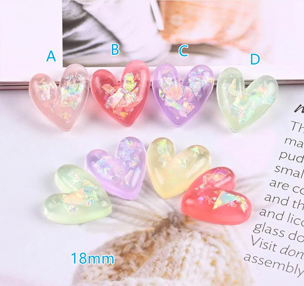 

Hearts Flat Back Resin Cabochons Kawaii Transparent Heart 20pcs DIY Flatback Cabochon Embellishment Accessories for girls