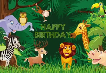 

Jungle Forest Wild Animal Safari Party Newborn Baby Shower Birthday party Backdrop Photography Background