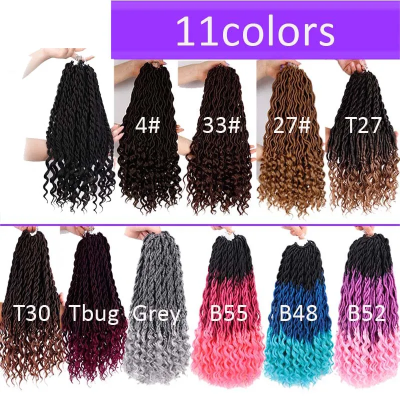 Элегантные Музы богемные вязанные косички Faux locs Curly вязанные волосы 18 дюймов 24 пряди Омбре косички для наращивания синтетические волосы