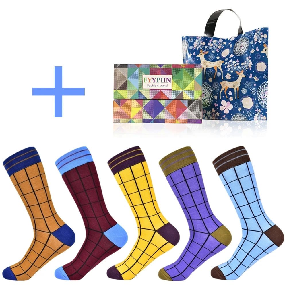 Gift box socks-012 Мужские носки новые рождественские подарки Подарочная коробка хлопковые носки повседневные цветные деловые клетчатые Классические носки мужские - Цвет: Gift box socks-012