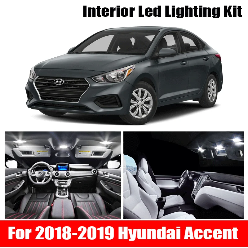 8 шт. белые автомобисветодиодный светильник ные лампы посылка для 2018 2019 Hyundai Accent Map