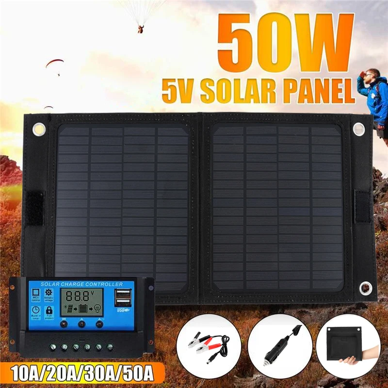 Внешний порт able 5V 50W складные солнечные элементы фотопанель зарядное устройство