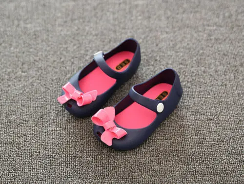 Синий Cartoon Infant Baby GirlS KidS Princess Non-Slip Plastic Bow Summer Buckle Shoes 1-6Y - Цвет: Синий