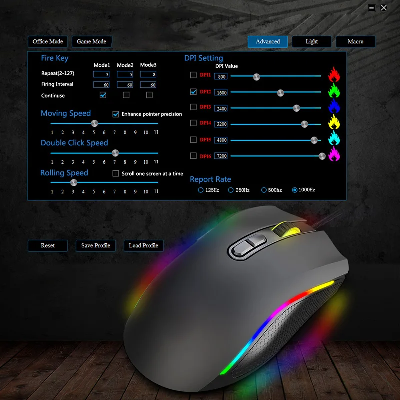 

Newly Glowing Mouse Gaming Mouse Wired USB Optical Computer Mice 7 Programmable Keys DC128