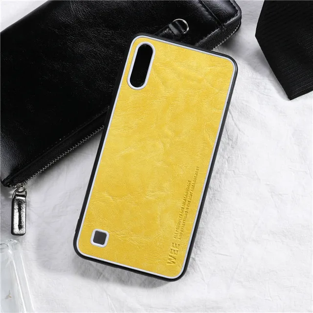 Yellow Phone Case Модные Цвет масло воск чехол для телефона из искусственной кожи для samsung A40 A10-A90 M10 M20 M30 силиконовый бампер чехол на A9 J2 Prime G530 - Цвет: Yellow Phone Case