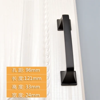 Durable Aluminum Alloy Black Door Handle For Furniture Hardware Drawer Kitchen Cupboard Cabinet Drawer Pull Knobs