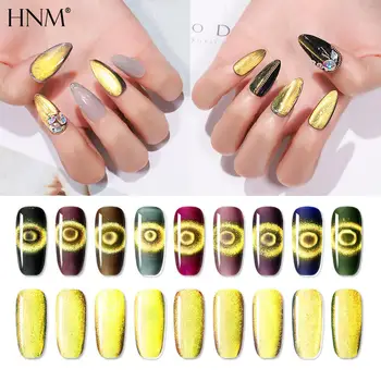 

HNM Crystal Karat Gold Cat Eye Gel Nail Polish Soak Off Nail Varnish Primer Semi Permanent Stamping UV LED Gelpolish Vernis 8ML