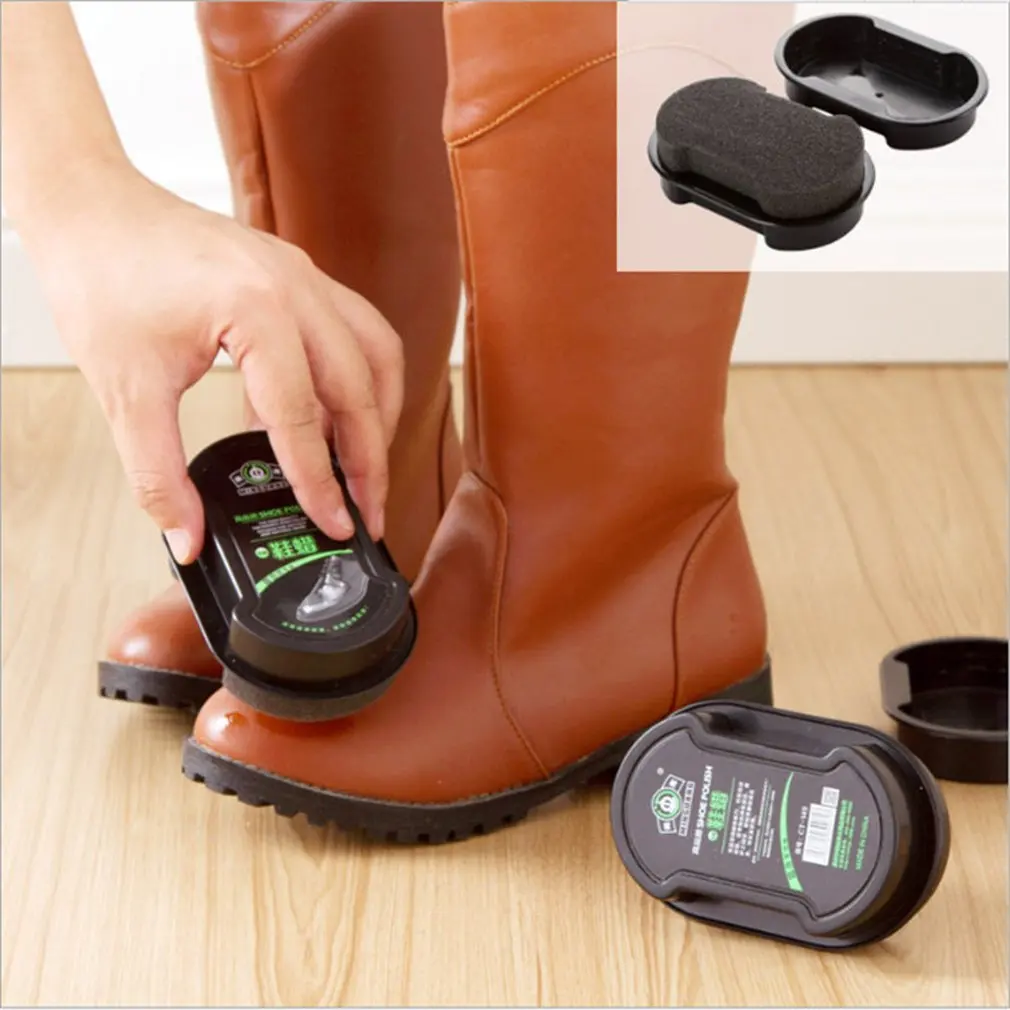 Portable Artifact Double-sided Wipe Quick Shoes Rub Color Duplex Shoe Polish Shine Sponge Brush