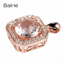 8 мм круглый разрез подлинный морганит алмазы Твердые 10k обручальное кольцо из розового золота кулон